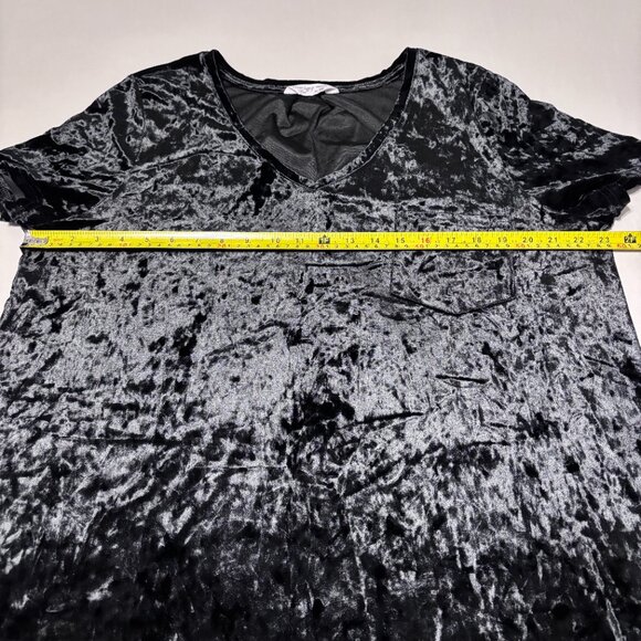 Spring + Mercer Velvet Legging Tee Black Crushed Velvet VNeck Top XXL Whimsigoth - Picture 6 of 8